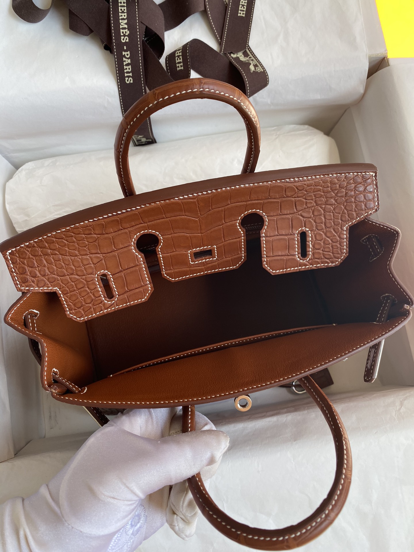 Hermes Birkin 25CM Handmade Bag In Brown Matte Alligator Leather